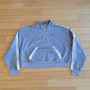 Nike Cropped Oversized Sweatshirt Quarter Zip Gray Size Large